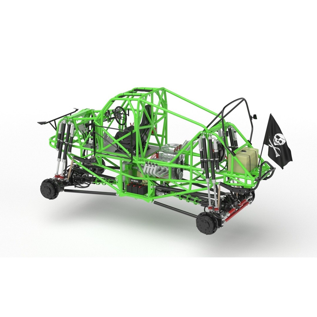 Grave Digger Monster Truck 3D Model – High Poly Game Asset, FBX, OBJ - View 42