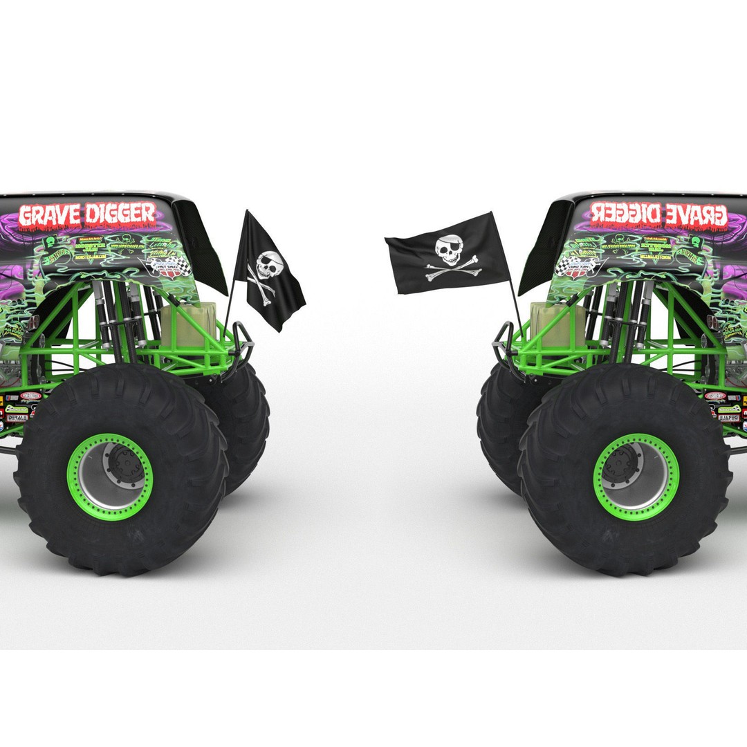 Grave Digger Monster Truck 3D Model – High Poly Game Asset, FBX, OBJ - View 44