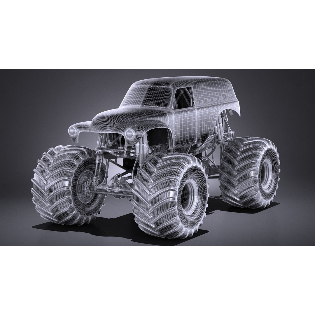 Grave Digger Monster Truck 3D Model – High Poly Game Asset, FBX, OBJ - View 45