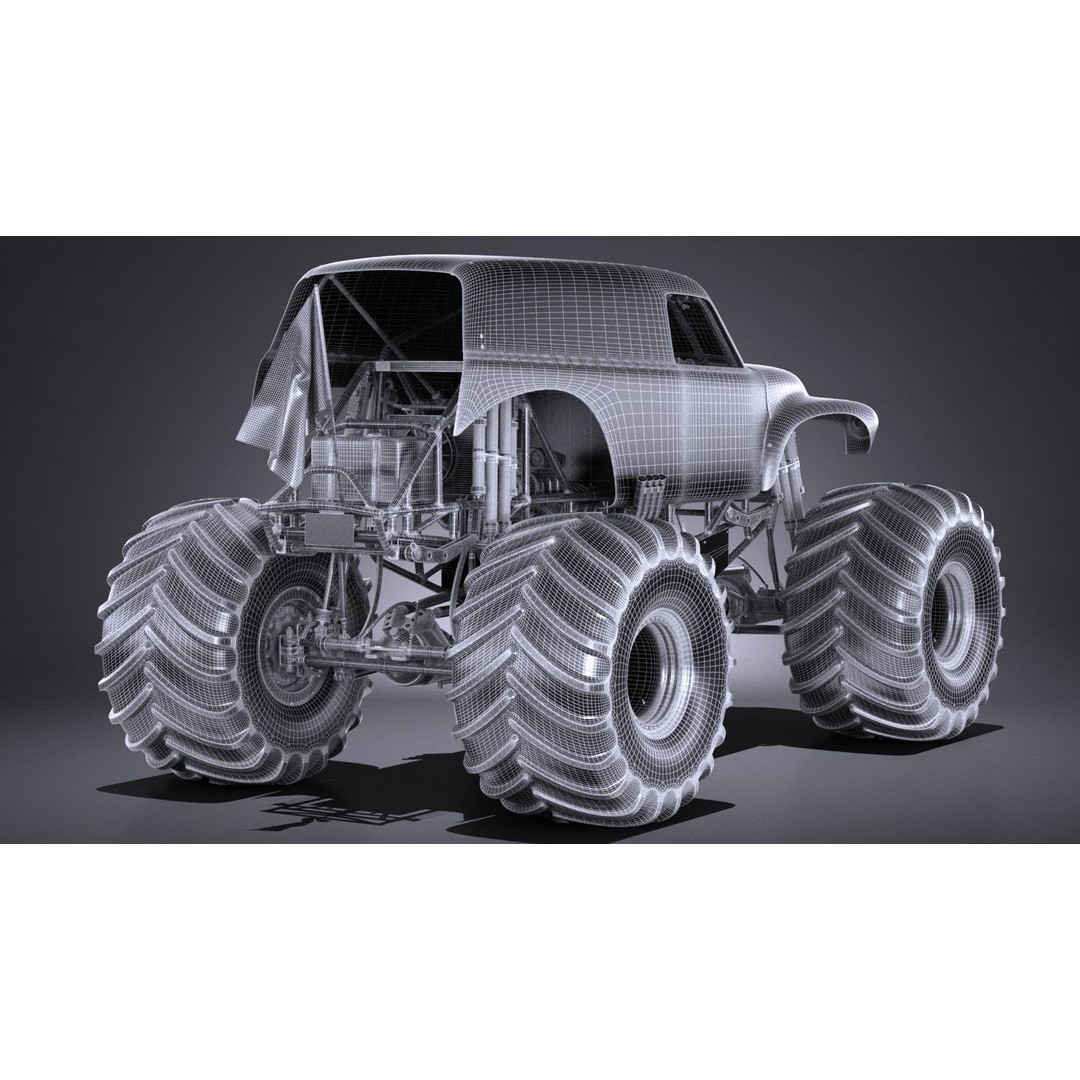 Grave Digger Monster Truck 3D Model – High Poly Game Asset, FBX, OBJ - View 46