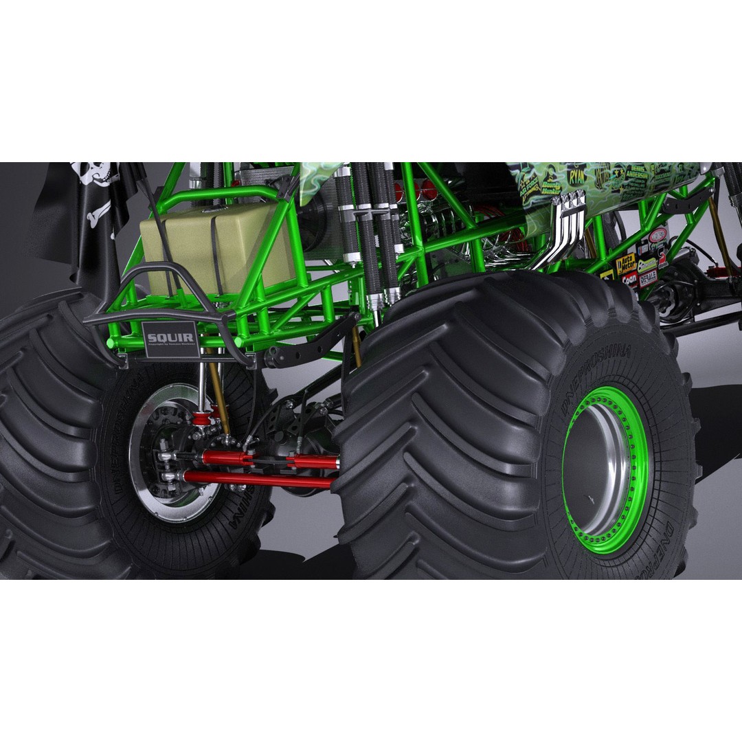 Grave Digger Monster Truck 3D Model – High Poly Game Asset, FBX, OBJ - View 5
