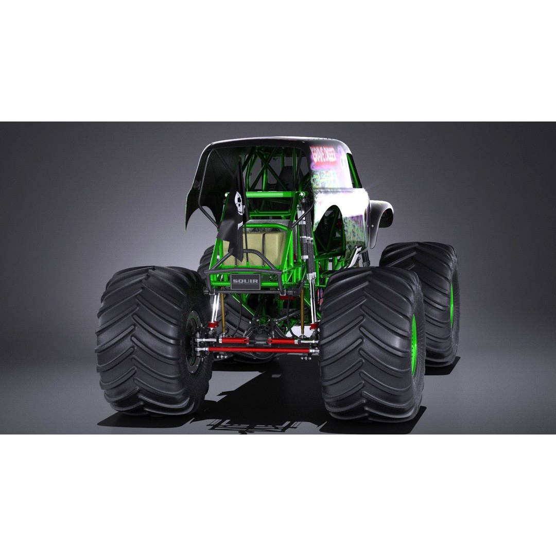 Grave Digger Monster Truck 3D Model – High Poly Game Asset, FBX, OBJ - View 6
