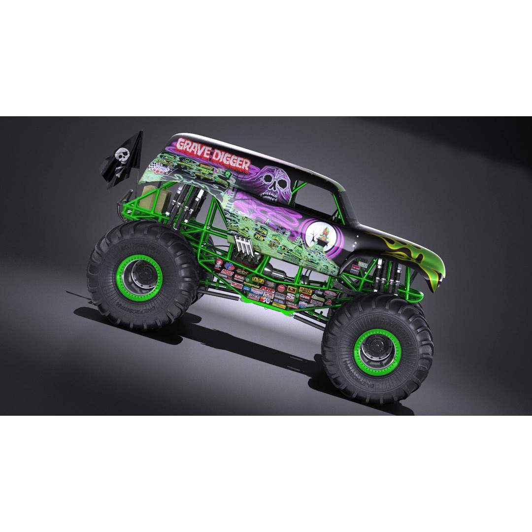 Grave Digger Monster Truck 3D Model – High Poly Game Asset, FBX, OBJ - View 8