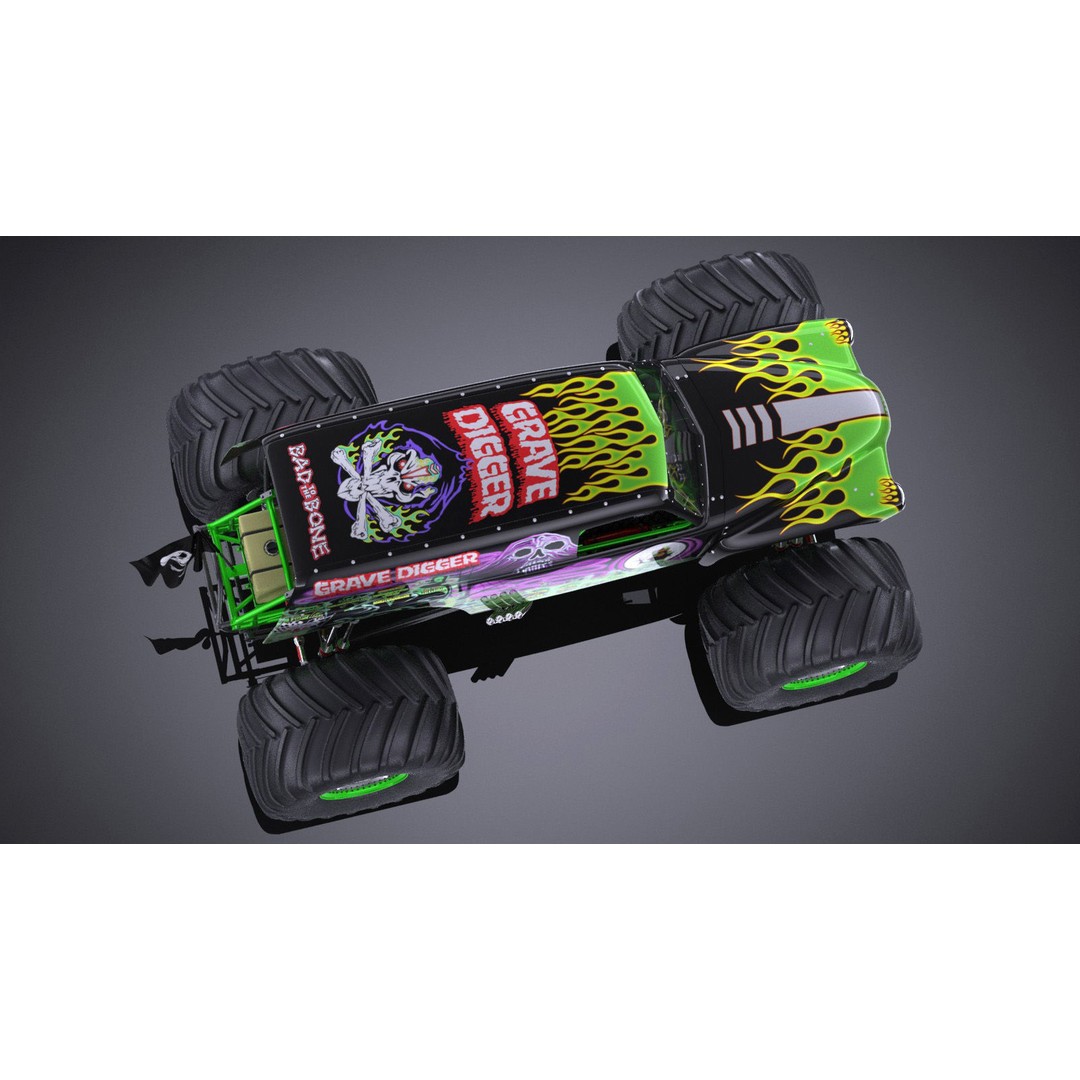 Grave Digger Monster Truck 3D Model – High Poly Game Asset, FBX, OBJ - View 9