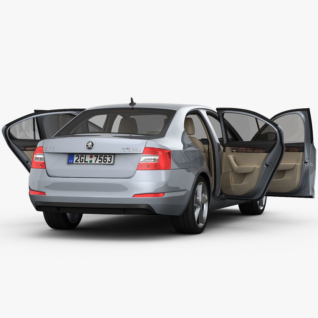 Skoda Octavia 3D Model – Detailed Sedan Interior, FBX, OBJ - View 16