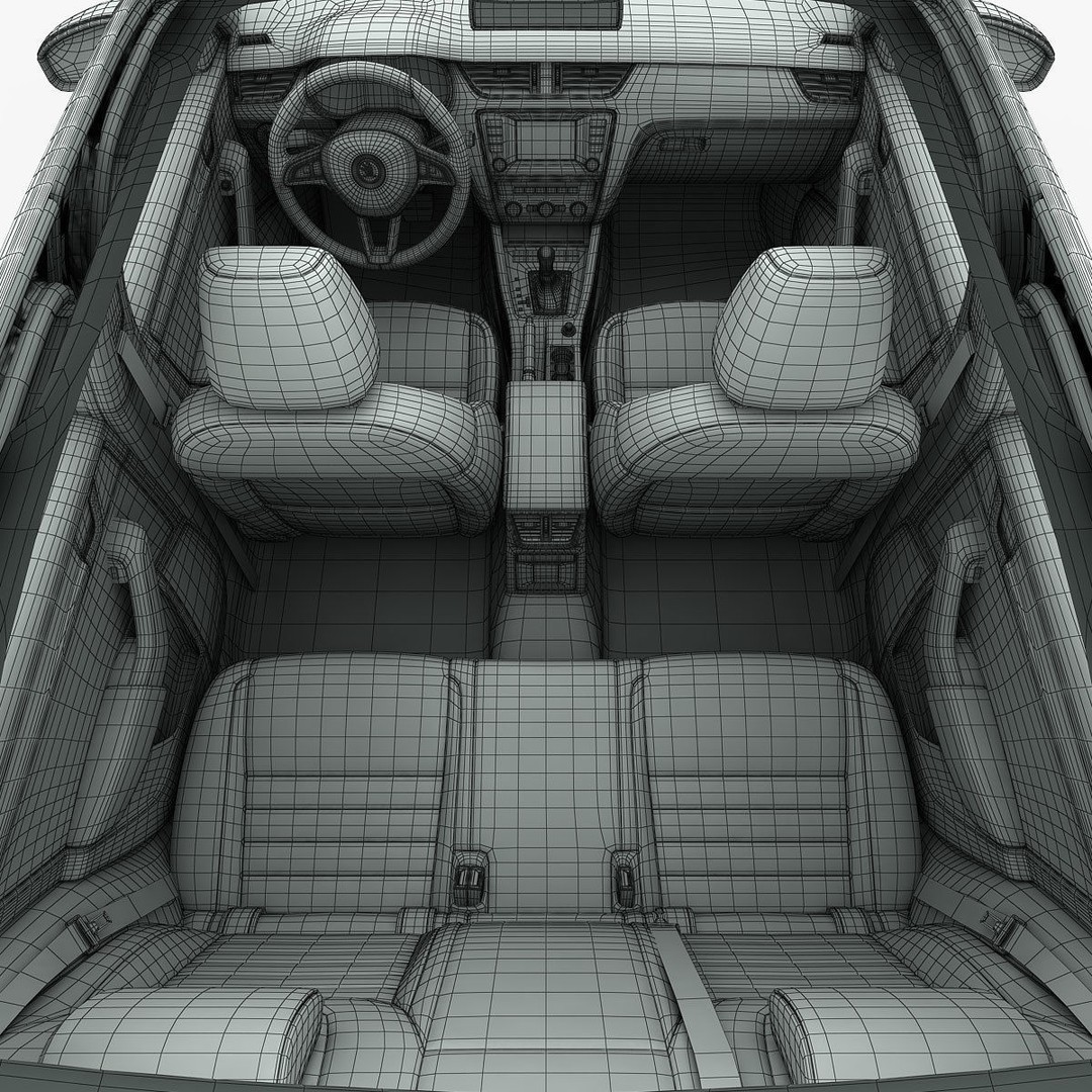 Skoda Octavia 3D Model – Detailed Sedan Interior, FBX, OBJ - View 29