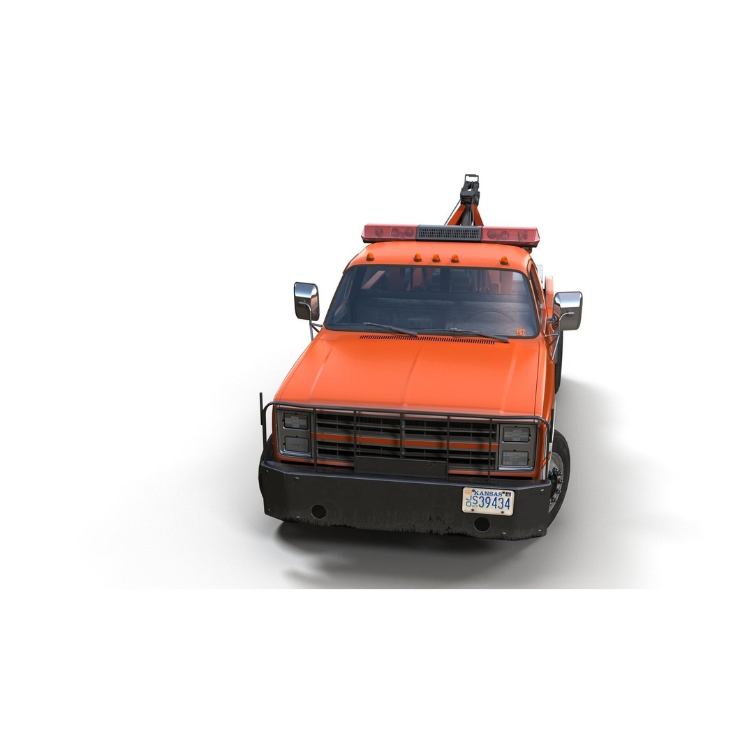 Vintage Wrecker Tow Car 3D Model – Low Poly Game Asset, FBX - View 10