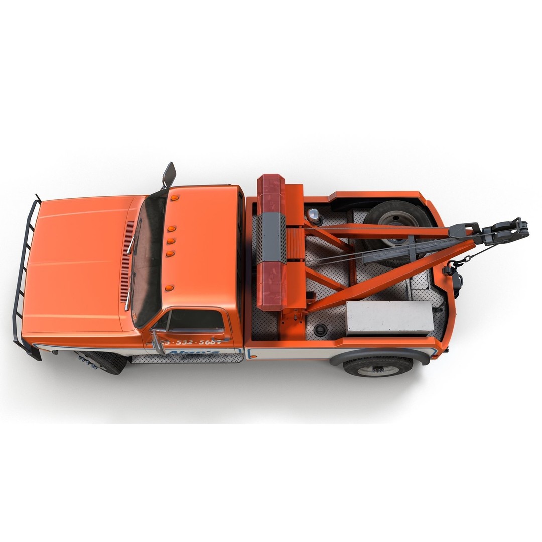 Vintage Wrecker Tow Car 3D Model – Low Poly Game Asset, FBX - View 11