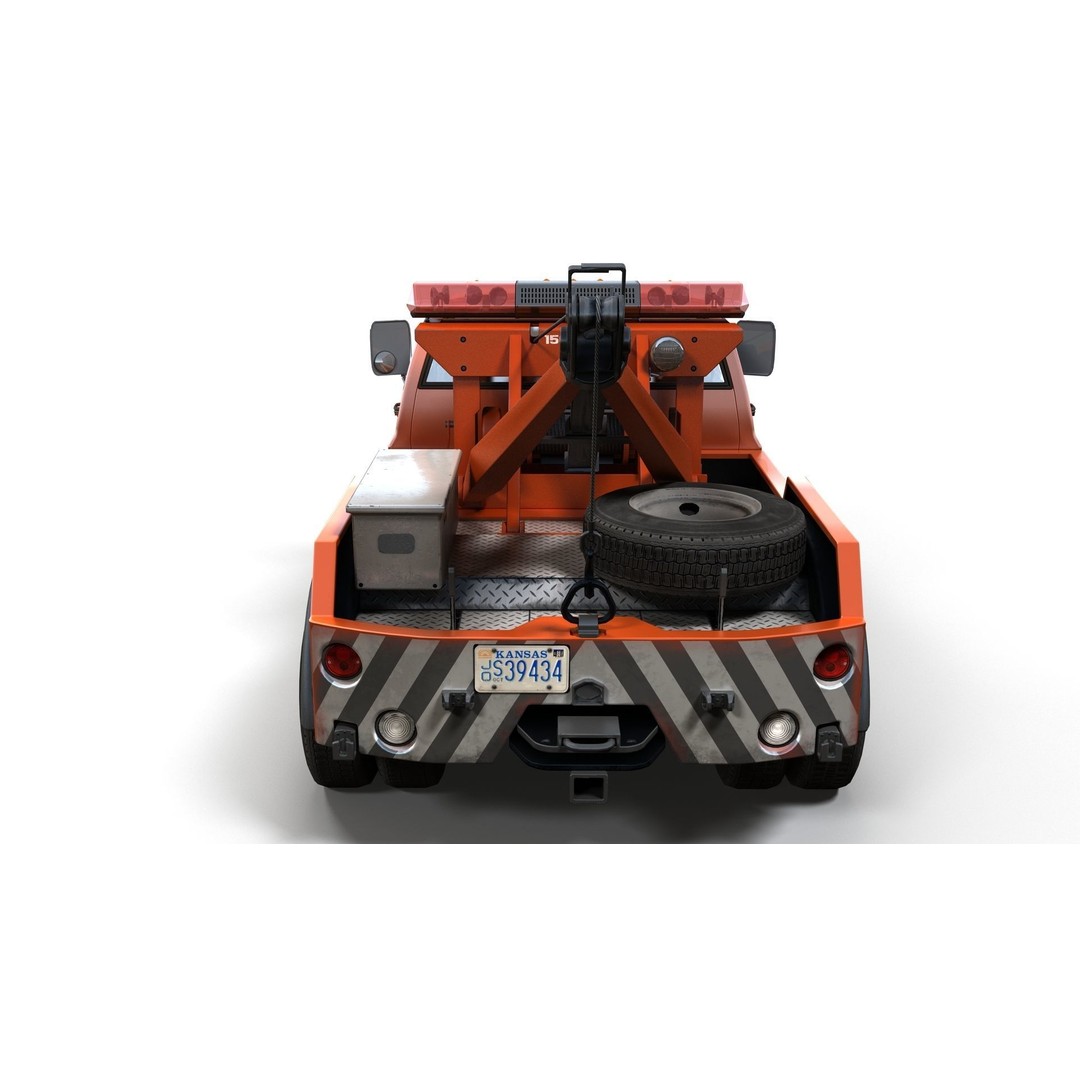 Vintage Wrecker Tow Car 3D Model – Low Poly Game Asset, FBX - View 14