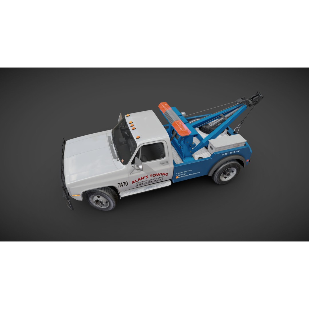 Vintage Wrecker Tow Car 3D Model – Low Poly Game Asset, FBX - View 27