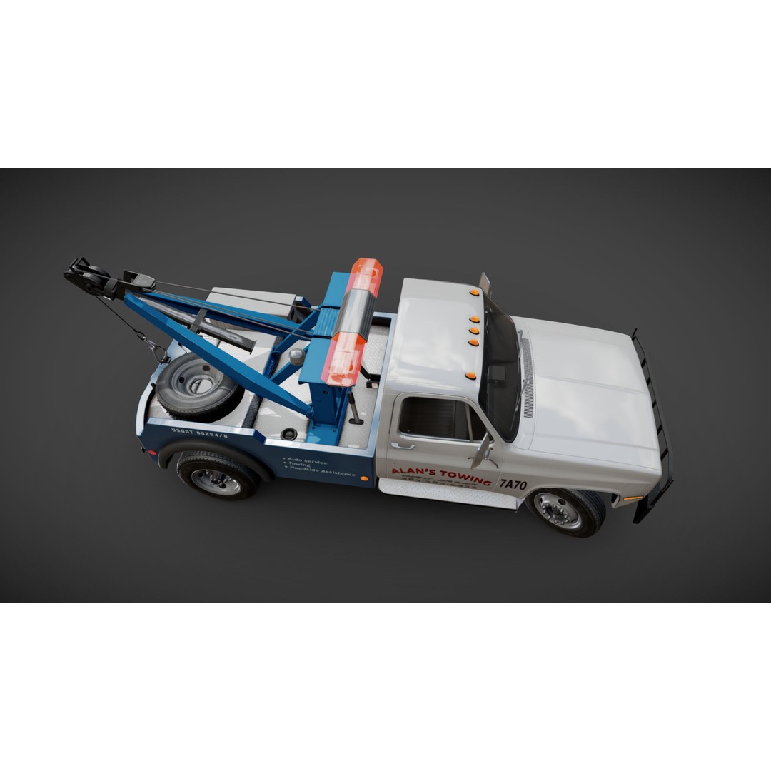 Vintage Wrecker Tow Car 3D Model – Low Poly Game Asset, FBX - View 28