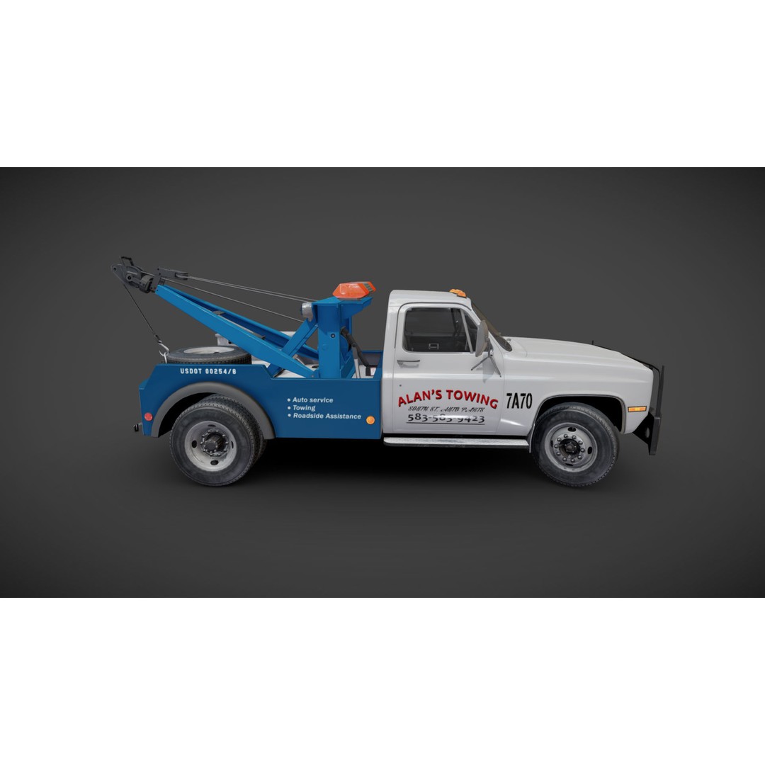 Vintage Wrecker Tow Car 3D Model – Low Poly Game Asset, FBX - View 29