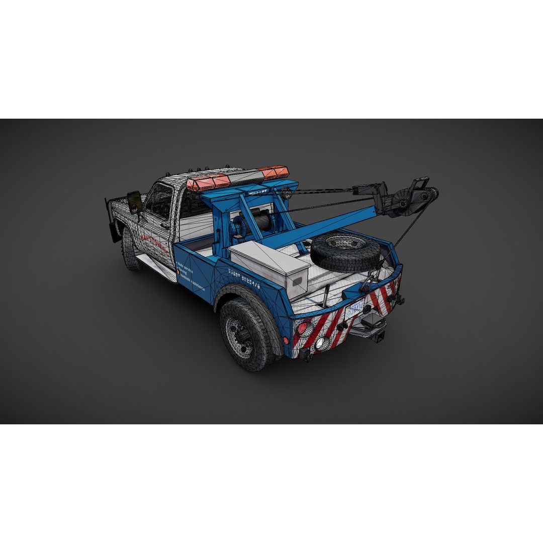 Vintage Wrecker Tow Car 3D Model – Low Poly Game Asset, FBX - View 31
