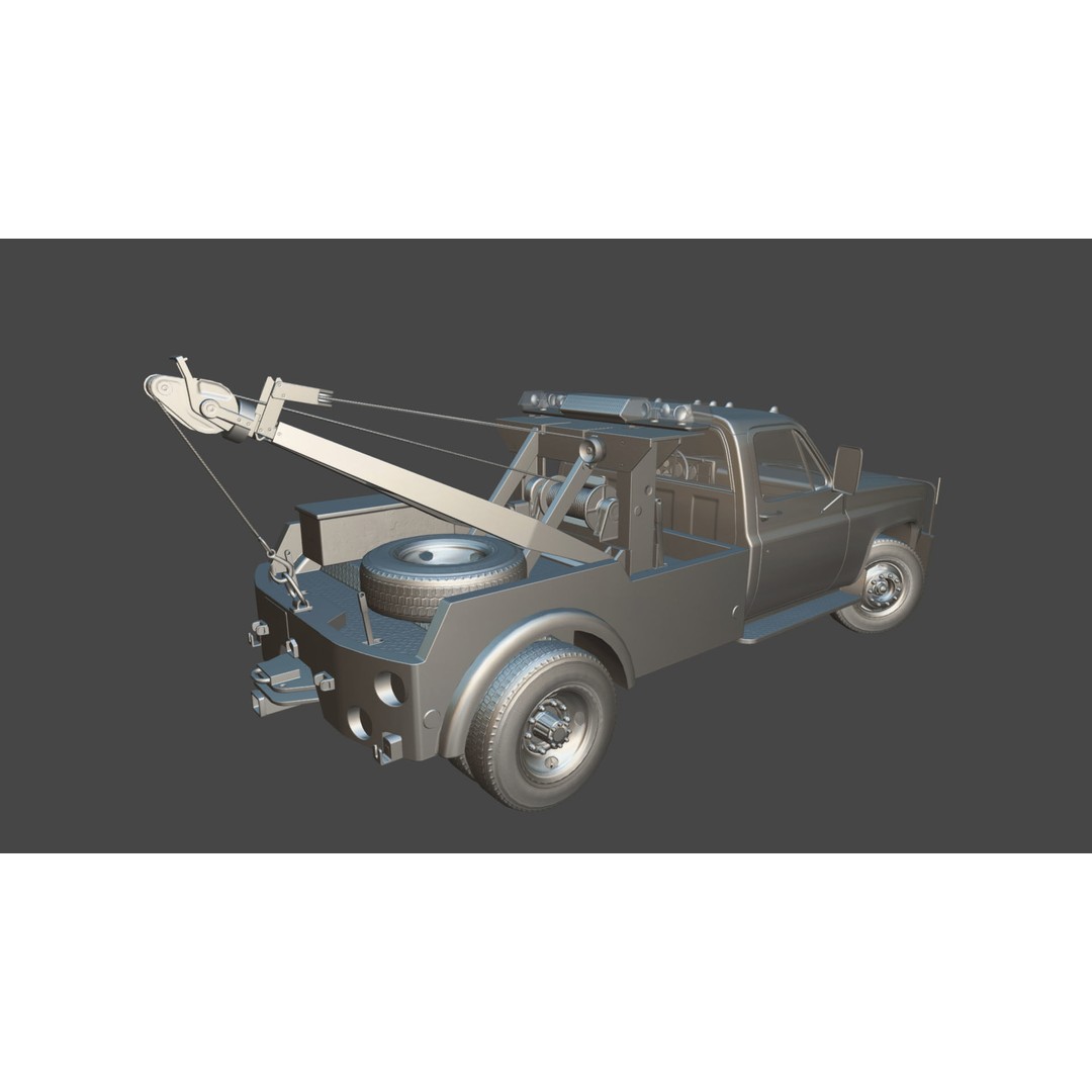 Vintage Wrecker Tow Car 3D Model – Low Poly Game Asset, FBX - View 33