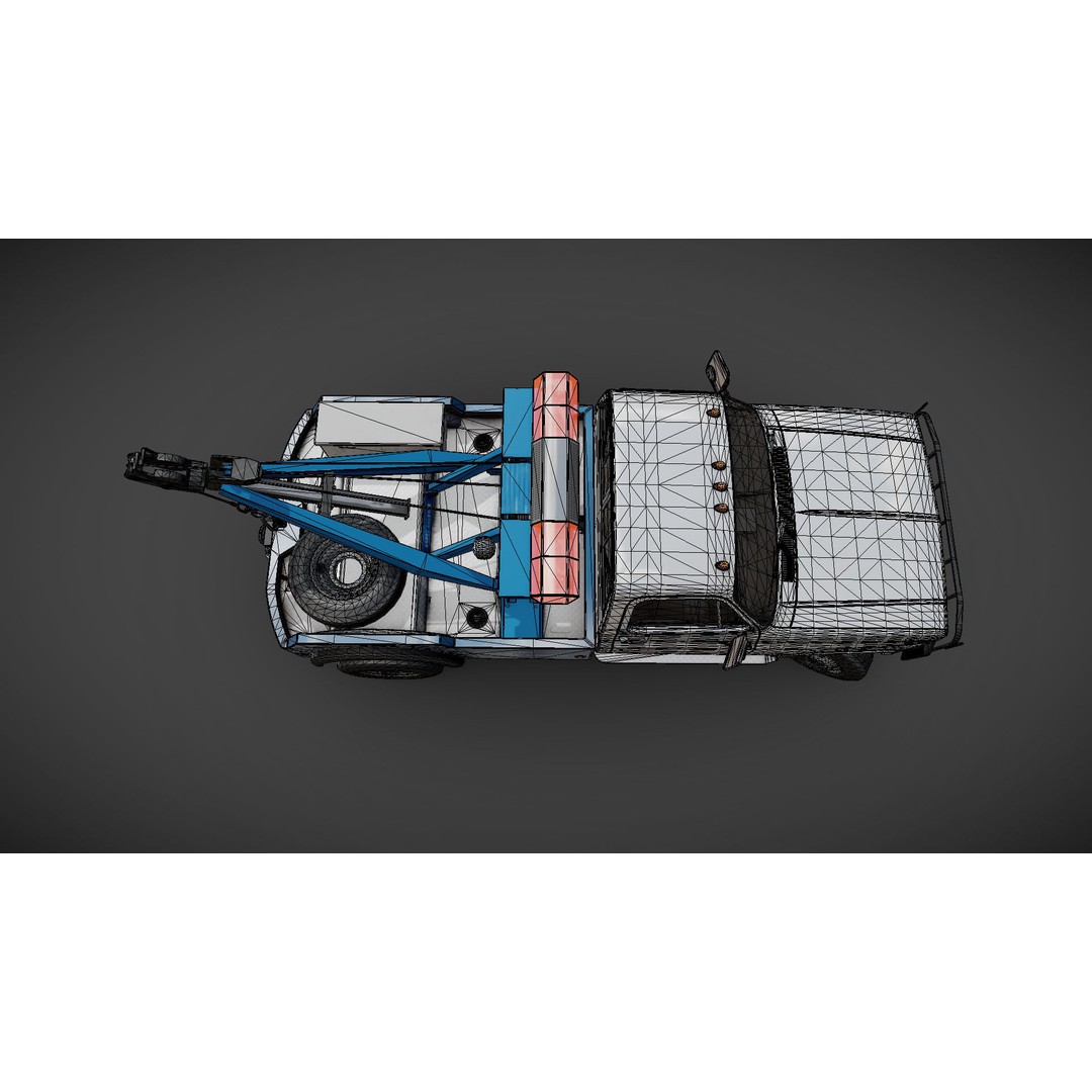 Vintage Wrecker Tow Car 3D Model – Low Poly Game Asset, FBX - View 34