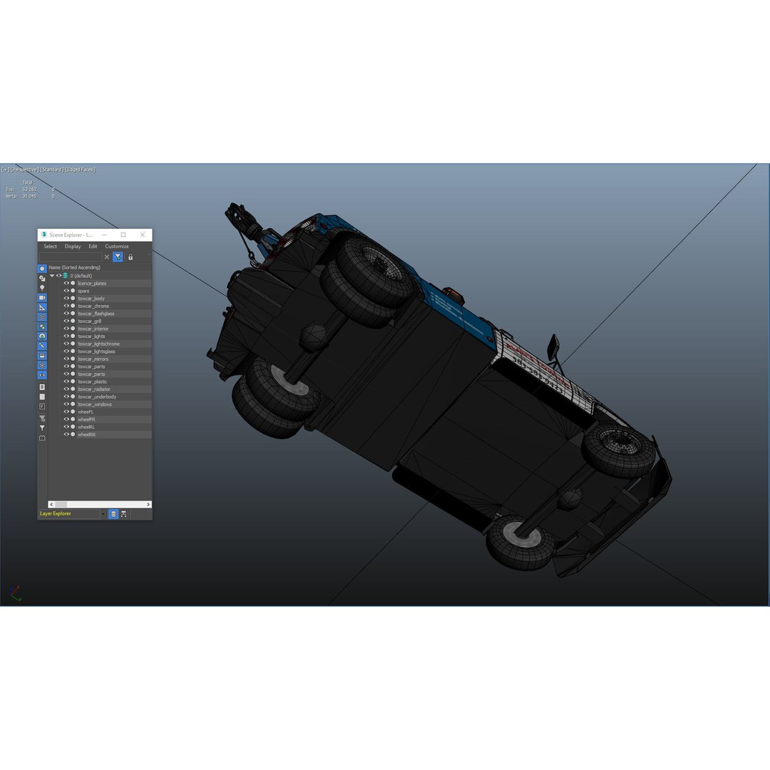 Vintage Wrecker Tow Car 3D Model – Low Poly Game Asset, FBX - View 37