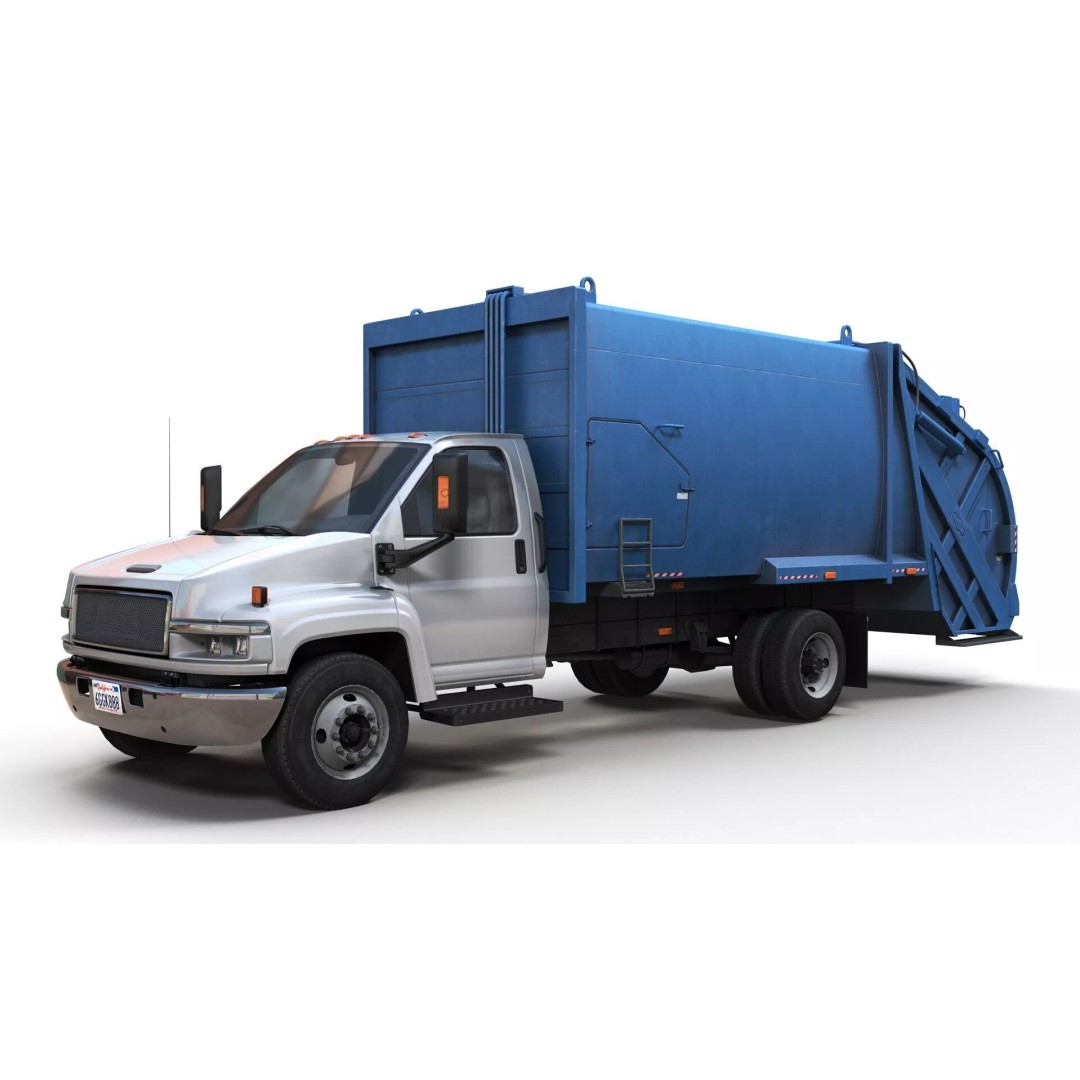 Refuse Truck 3D Model – Low Poly Game Ready Asset, FBX - View 10