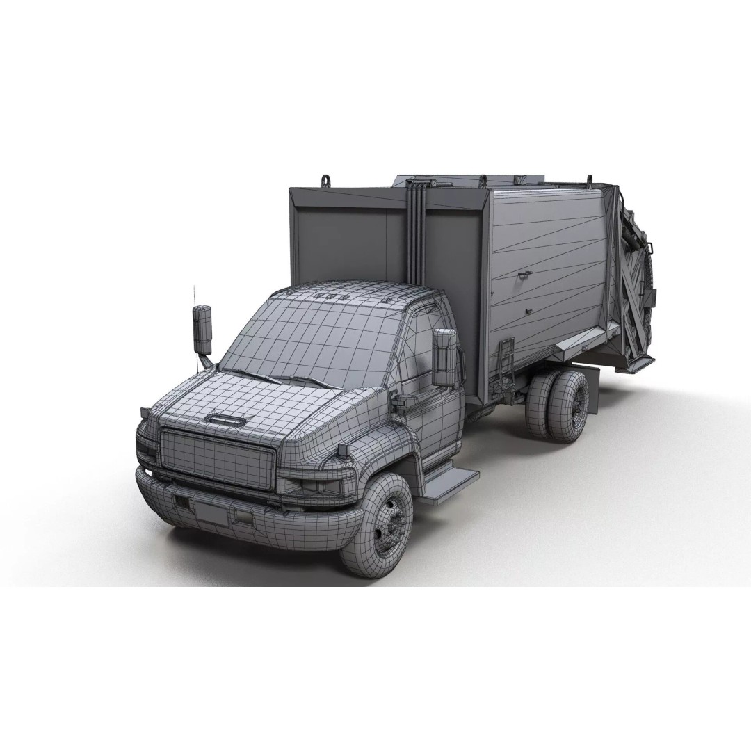 Refuse Truck 3D Model – Low Poly Game Ready Asset, FBX - View 11