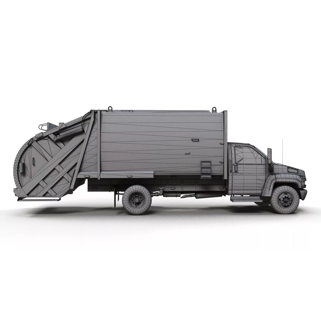 Refuse Truck 3D Model – Low Poly Game Ready Asset, FBX - View 13