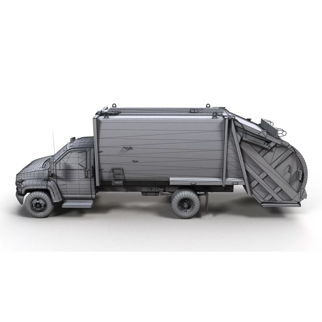 Refuse Truck 3D Model – Low Poly Game Ready Asset, FBX - View 15