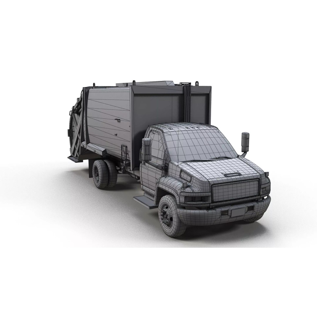 Refuse Truck 3D Model – Low Poly Game Ready Asset, FBX - View 16