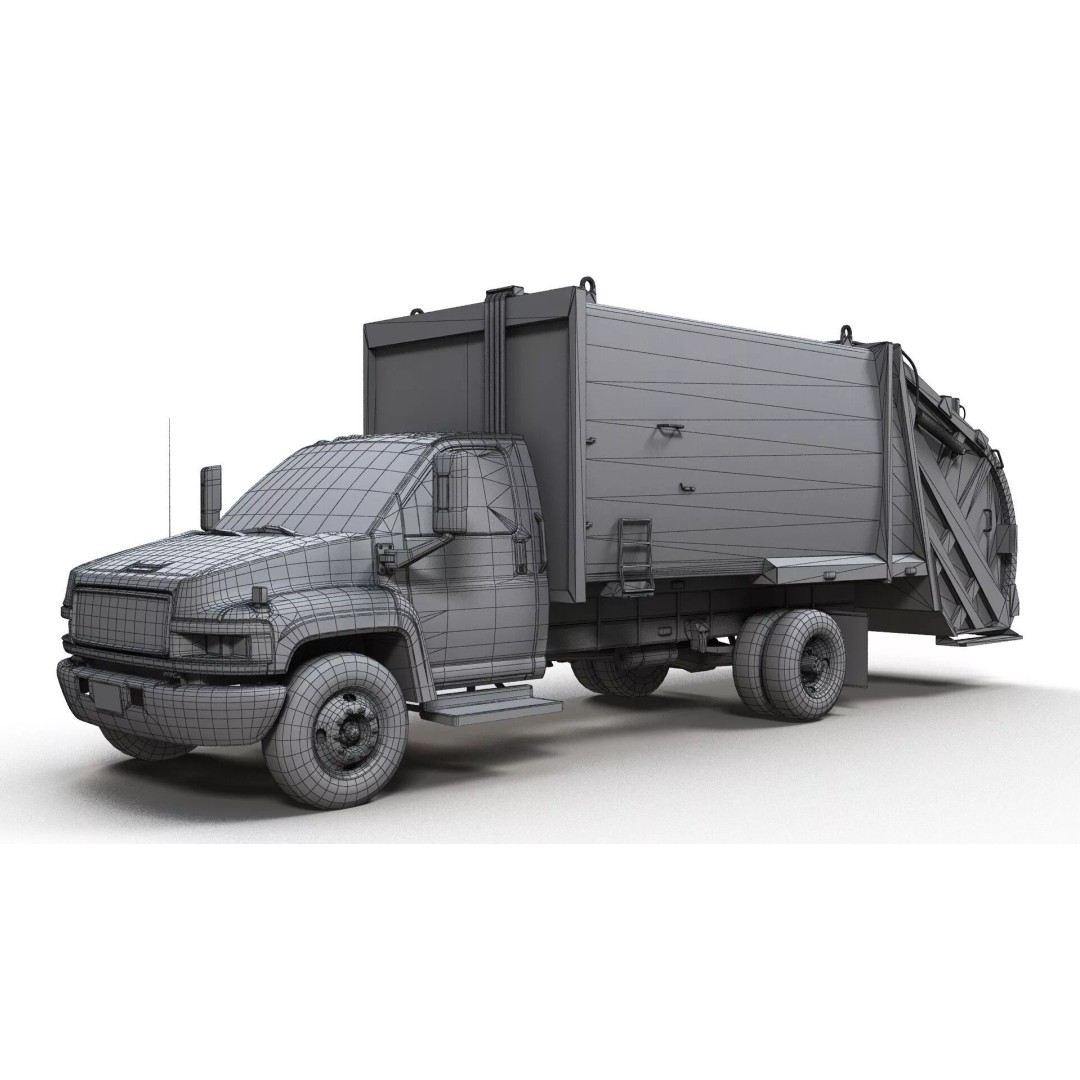 Refuse Truck 3D Model – Low Poly Game Ready Asset, FBX - View 18