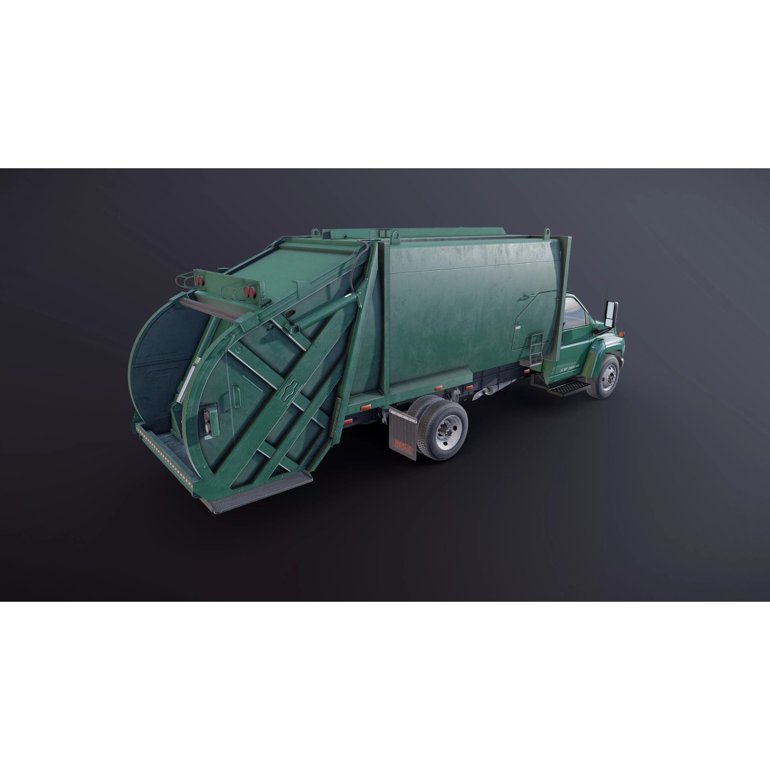 Refuse Truck 3D Model – Low Poly Game Ready Asset, FBX - View 21