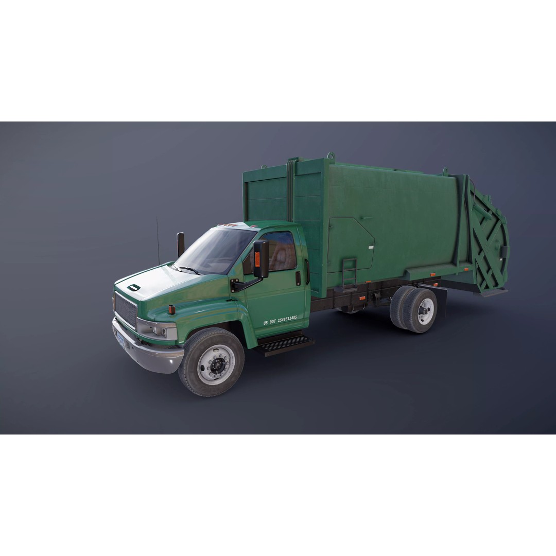 Refuse Truck 3D Model – Low Poly Game Ready Asset, FBX - View 22