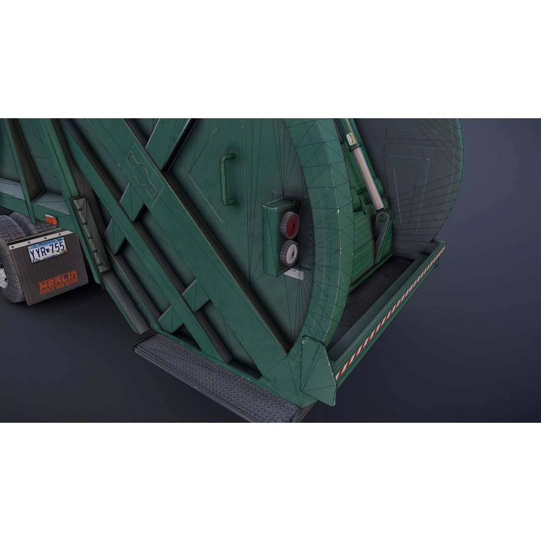 Refuse Truck 3D Model – Low Poly Game Ready Asset, FBX - View 25