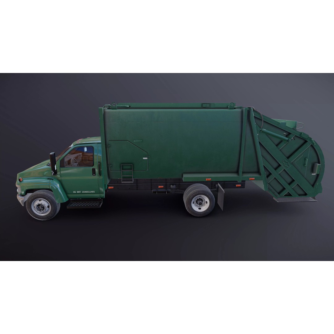 Refuse Truck 3D Model – Low Poly Game Ready Asset, FBX - View 26