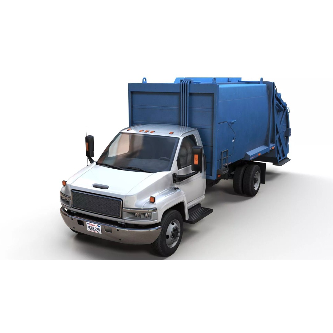 Refuse Truck 3D Model – Low Poly Game Ready Asset, FBX - View 3