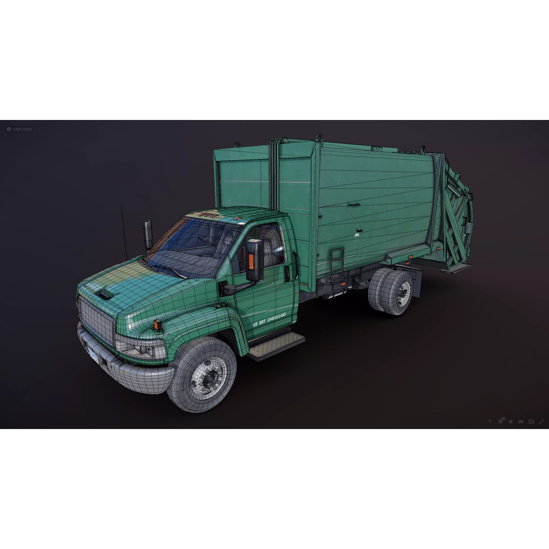 Refuse Truck 3D Model – Low Poly Game Ready Asset, FBX - View 30