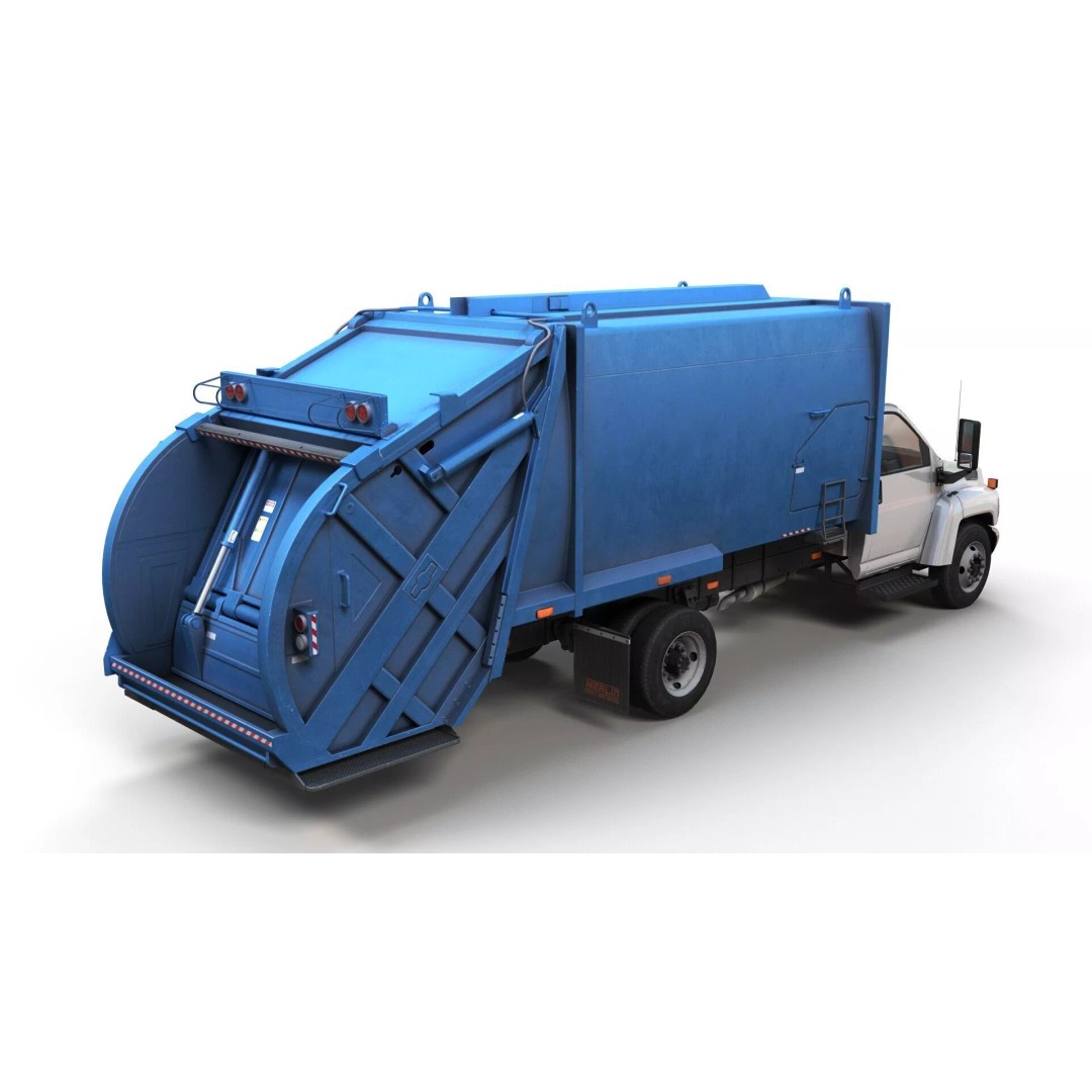 Refuse Truck 3D Model – Low Poly Game Ready Asset, FBX - View 4