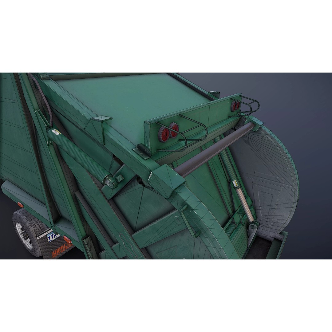 Refuse Truck 3D Model – Low Poly Game Ready Asset, FBX - View 40