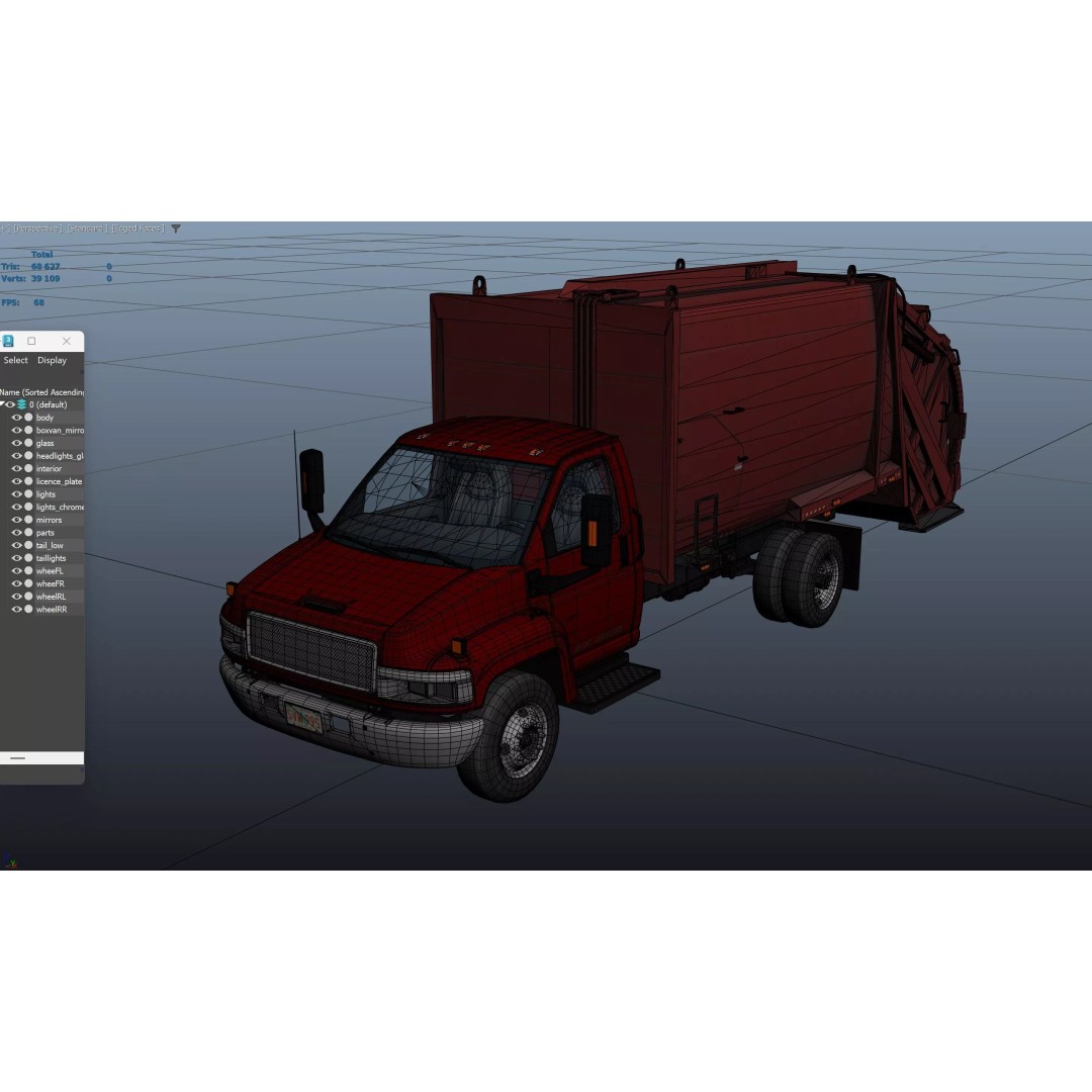 Refuse Truck 3D Model – Low Poly Game Ready Asset, FBX - View 41