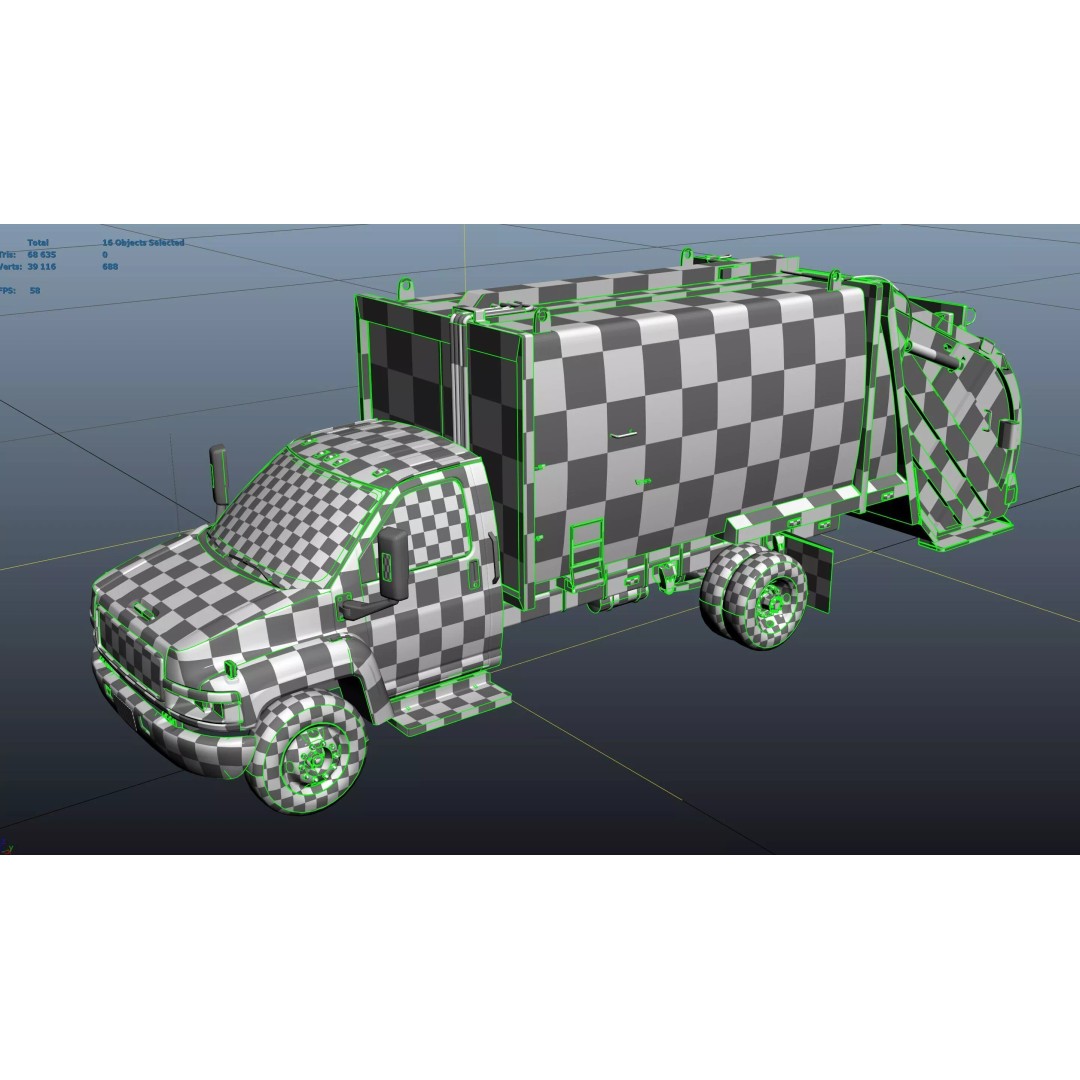 Refuse Truck 3D Model – Low Poly Game Ready Asset, FBX - View 49