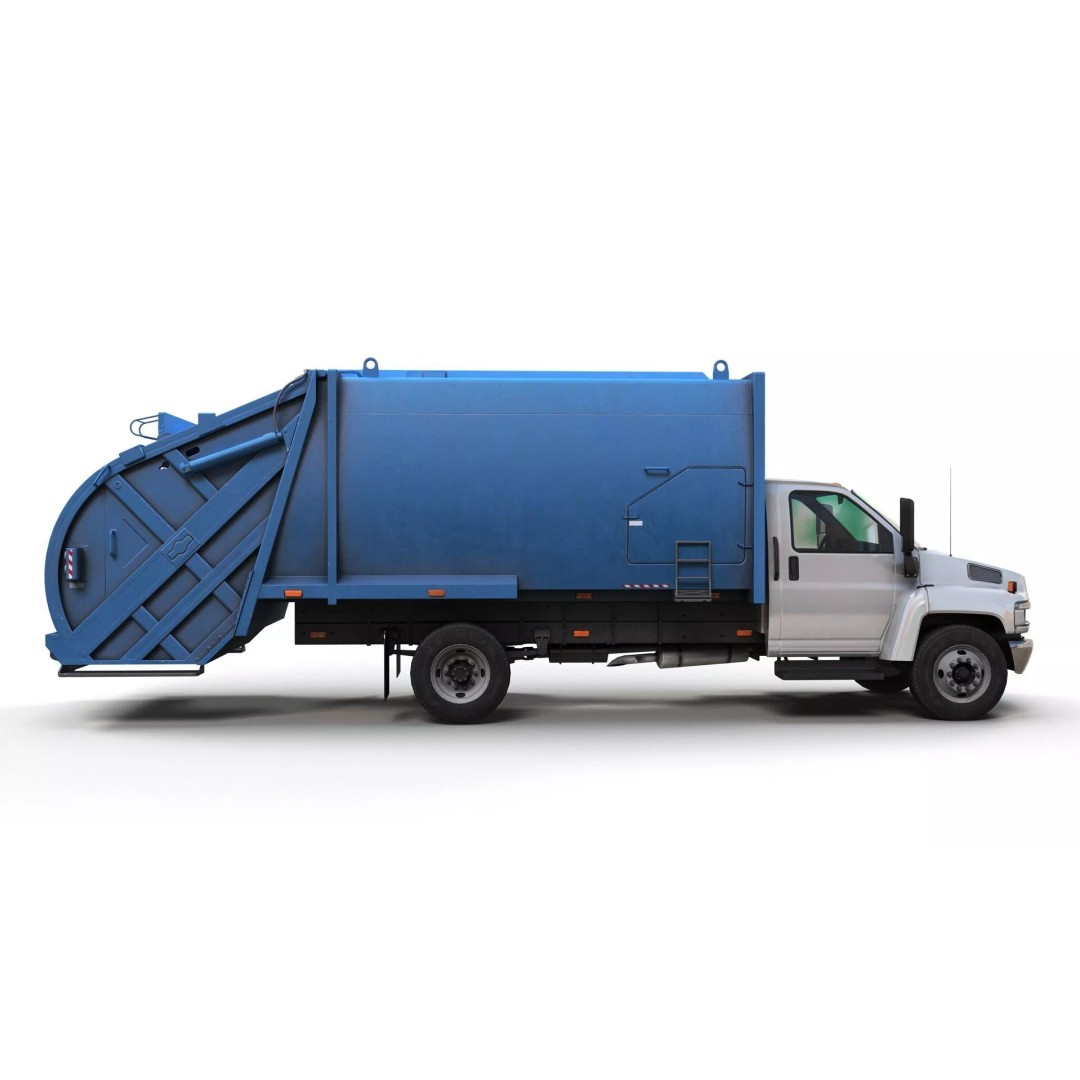 Refuse Truck 3D Model – Low Poly Game Ready Asset, FBX - View 5