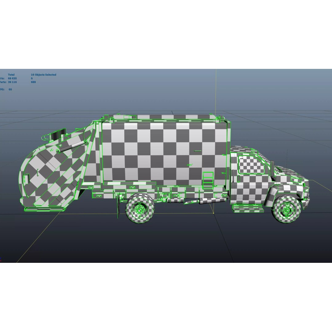 Refuse Truck 3D Model – Low Poly Game Ready Asset, FBX - View 50