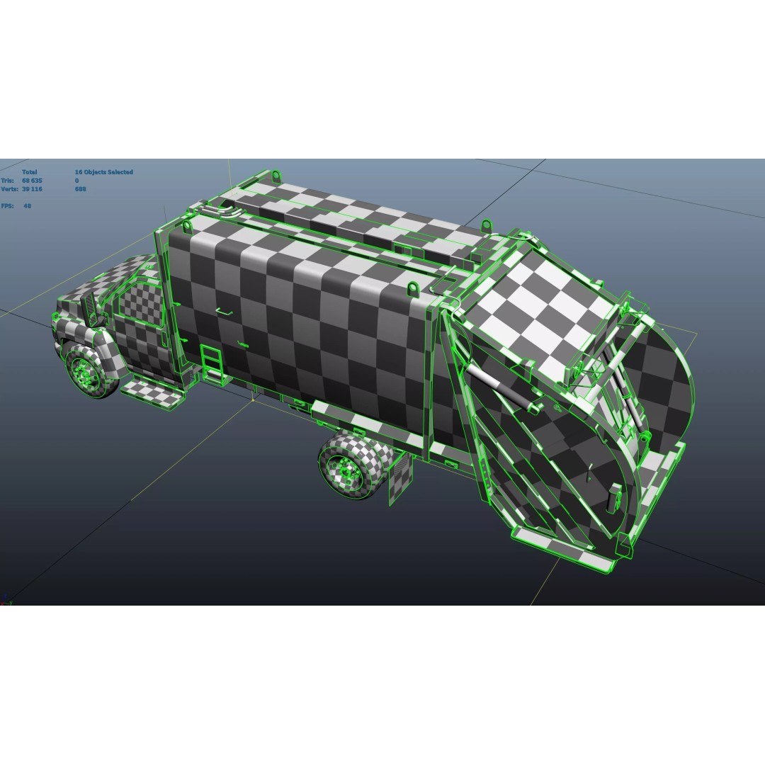 Refuse Truck 3D Model – Low Poly Game Ready Asset, FBX - View 51