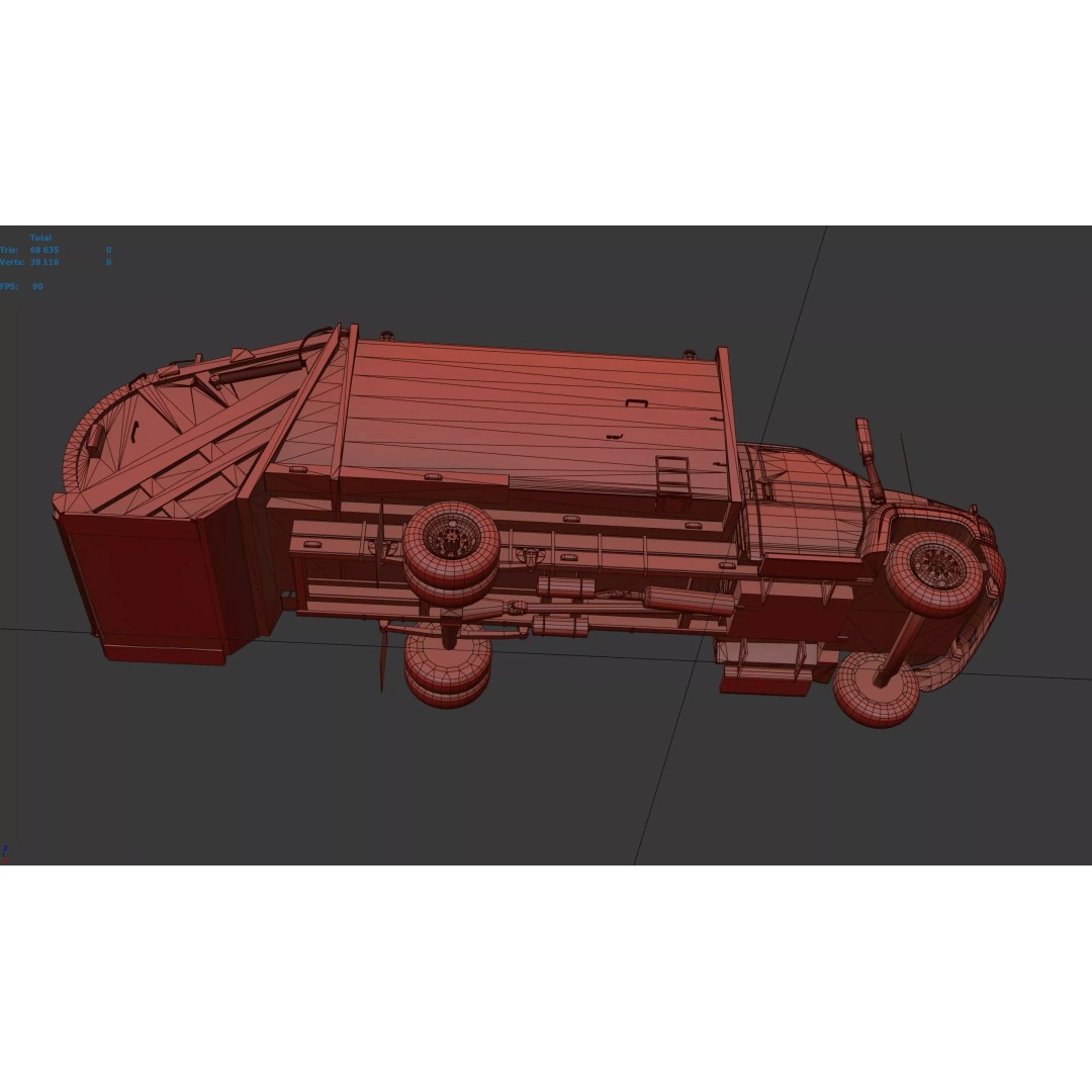 Refuse Truck 3D Model – Low Poly Game Ready Asset, FBX - View 52
