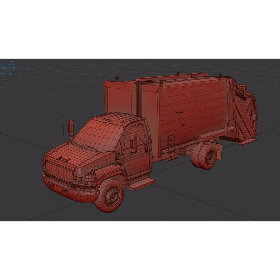 Refuse Truck 3D Model – Low Poly Game Ready Asset, FBX - View 53