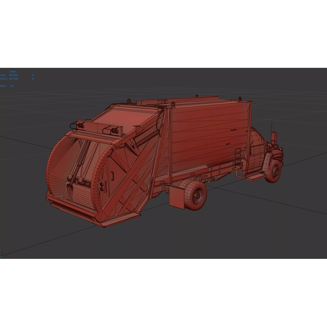 Refuse Truck 3D Model – Low Poly Game Ready Asset, FBX - View 54