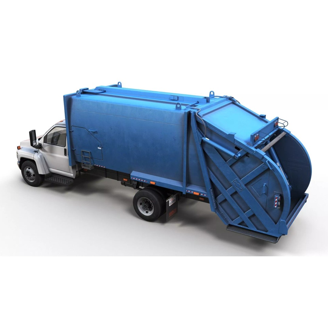 Refuse Truck 3D Model – Low Poly Game Ready Asset, FBX - View 6