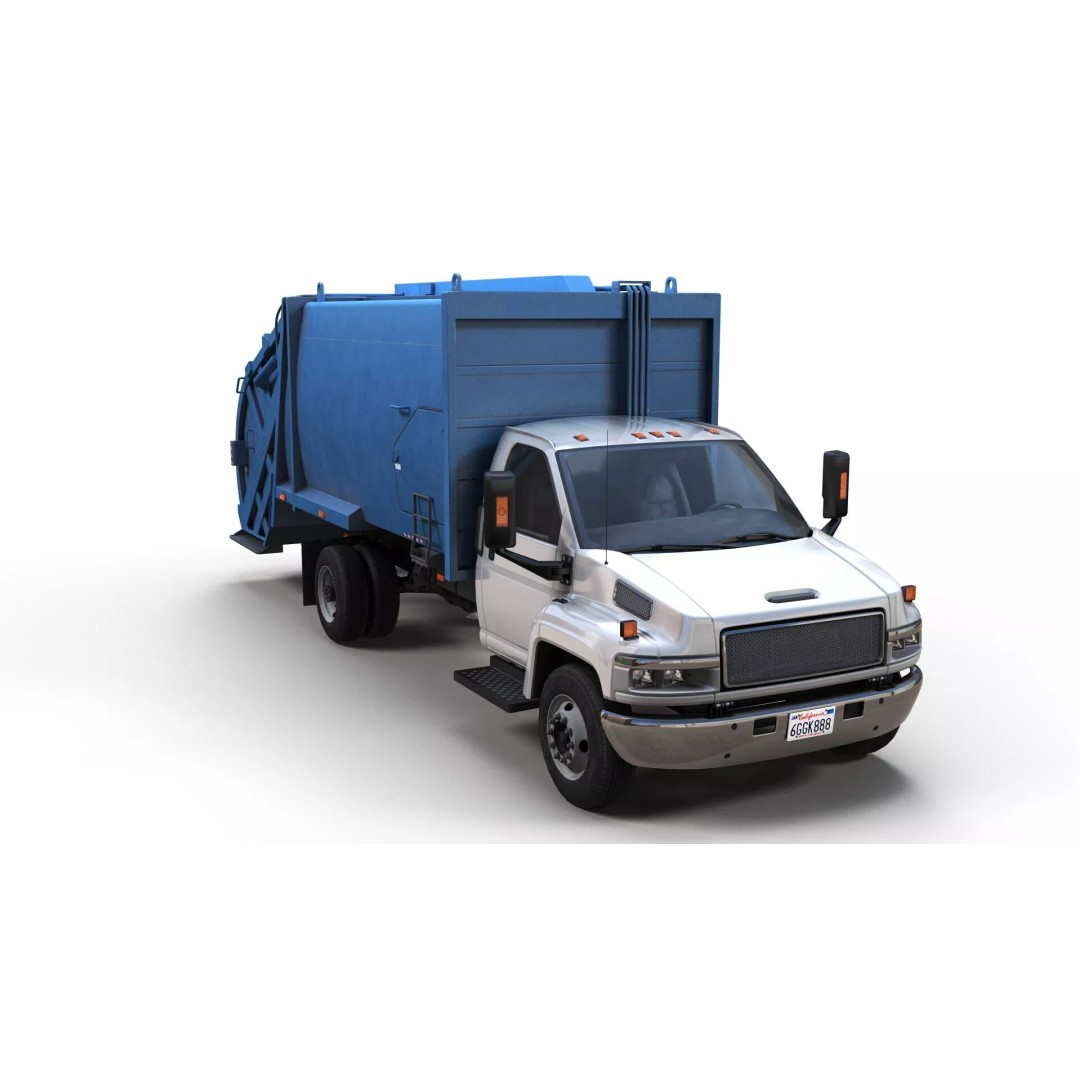 Refuse Truck 3D Model – Low Poly Game Ready Asset, FBX - View 8