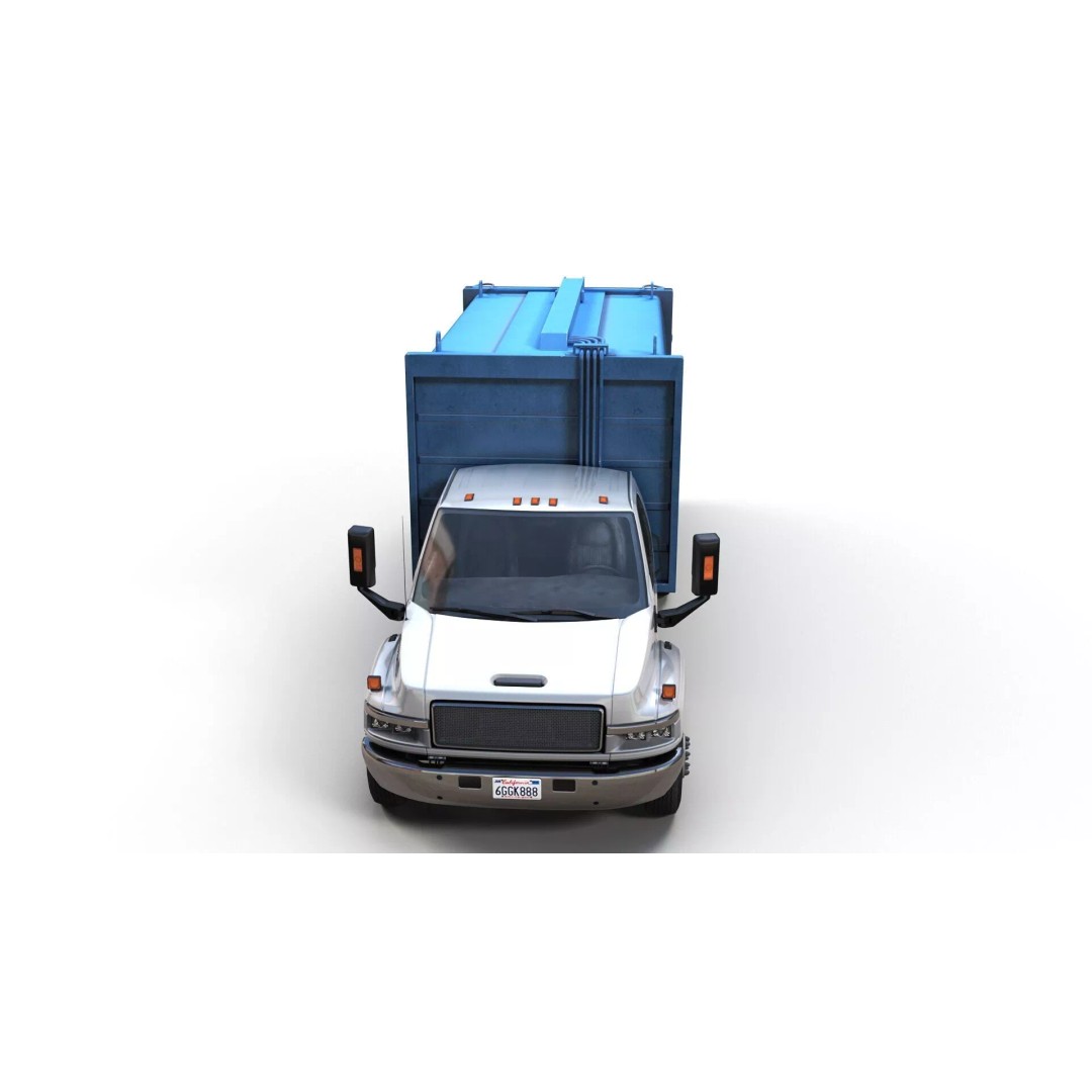 Refuse Truck 3D Model – Low Poly Game Ready Asset, FBX - View 9