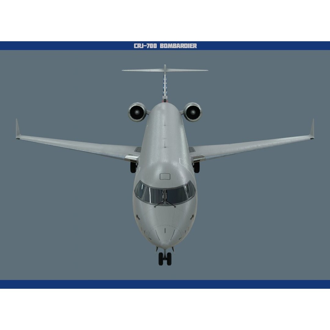 CRJ700 3D Model – Low Poly Aircraft with PBR Textures, FBX - View 10