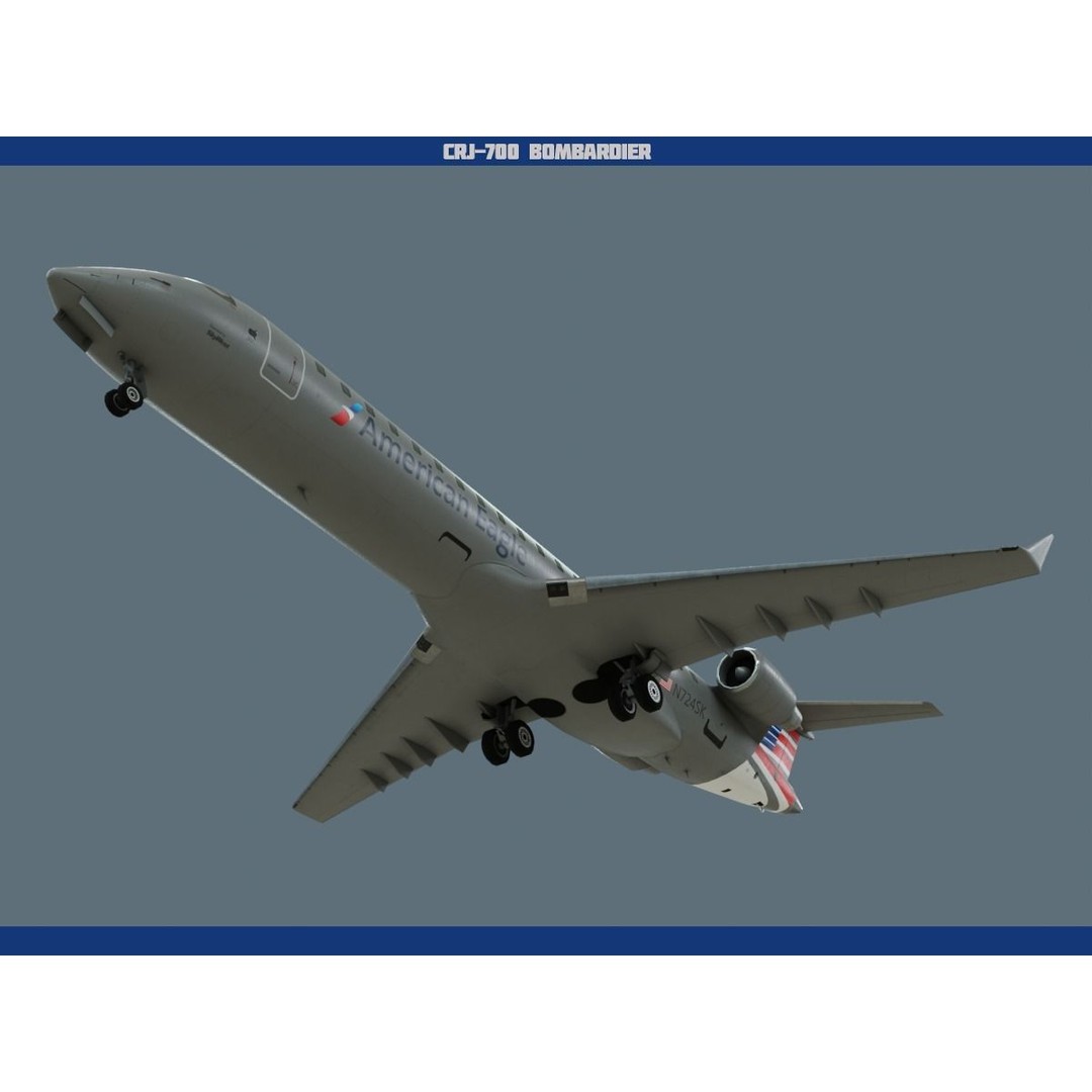 CRJ700 3D Model – Low Poly Aircraft with PBR Textures, FBX - View 11