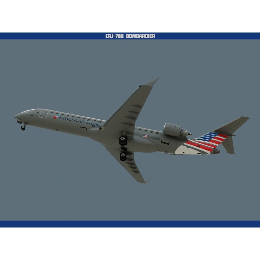 CRJ700 3D Model – Low Poly Aircraft with PBR Textures, FBX - View 12