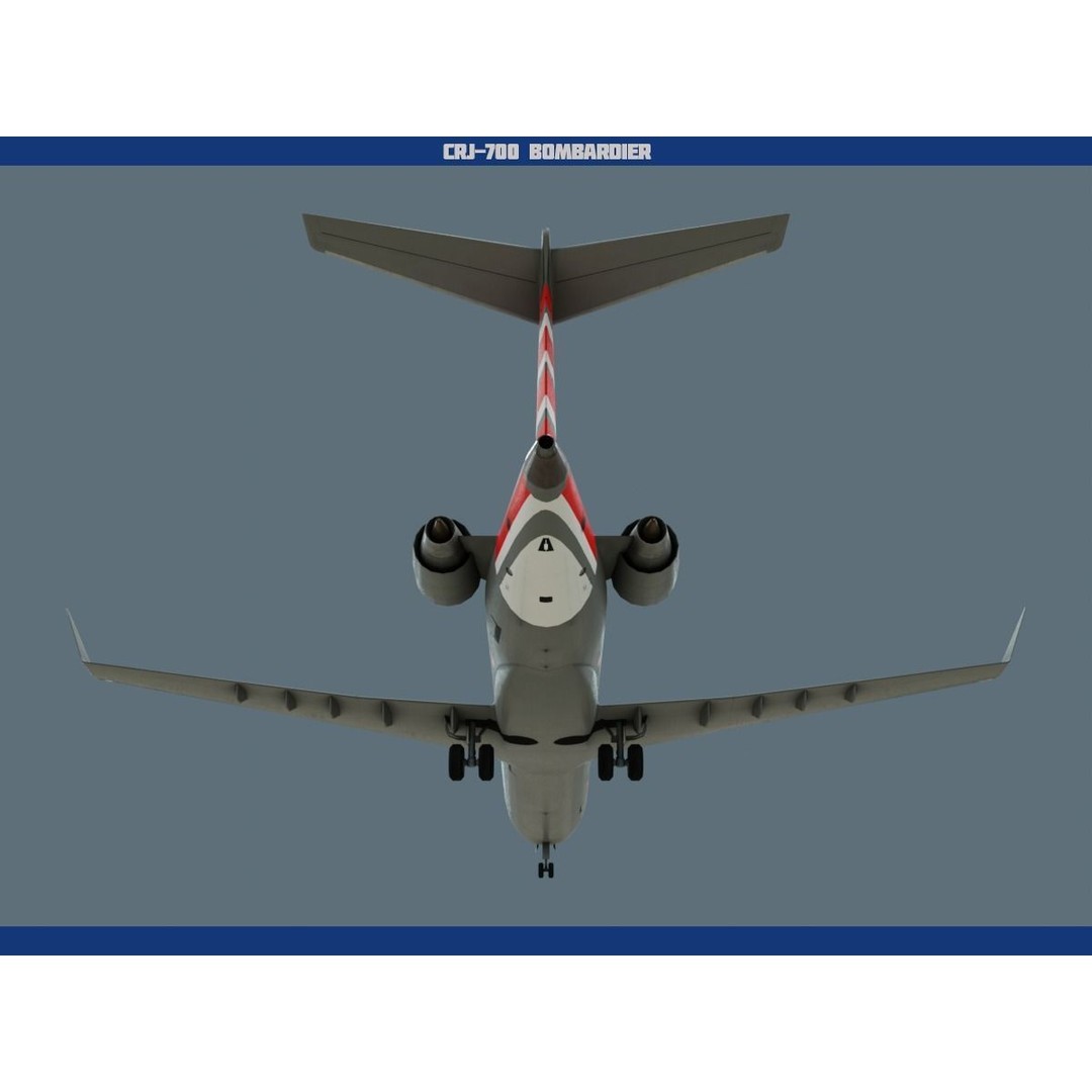 CRJ700 3D Model – Low Poly Aircraft with PBR Textures, FBX - View 14