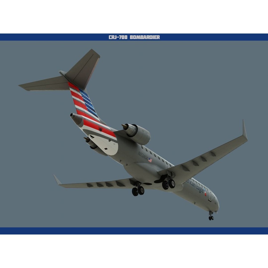 CRJ700 3D Model – Low Poly Aircraft with PBR Textures, FBX - View 15